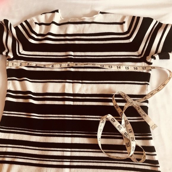 Worthington black and white horizontal striped short sleeve sweater size…L - Picture 7 of 9